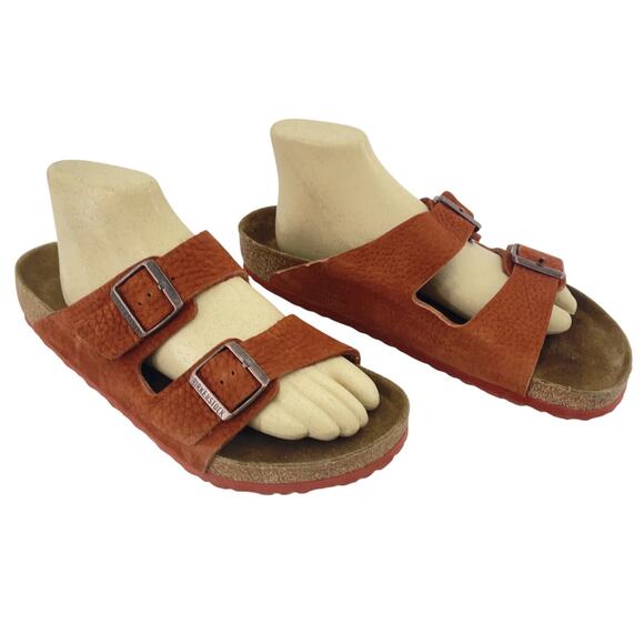Birkenstock Shoes - Birkenstock Arizona Brown Leather Slide Sandals Women’s Size 12/43 Preowned